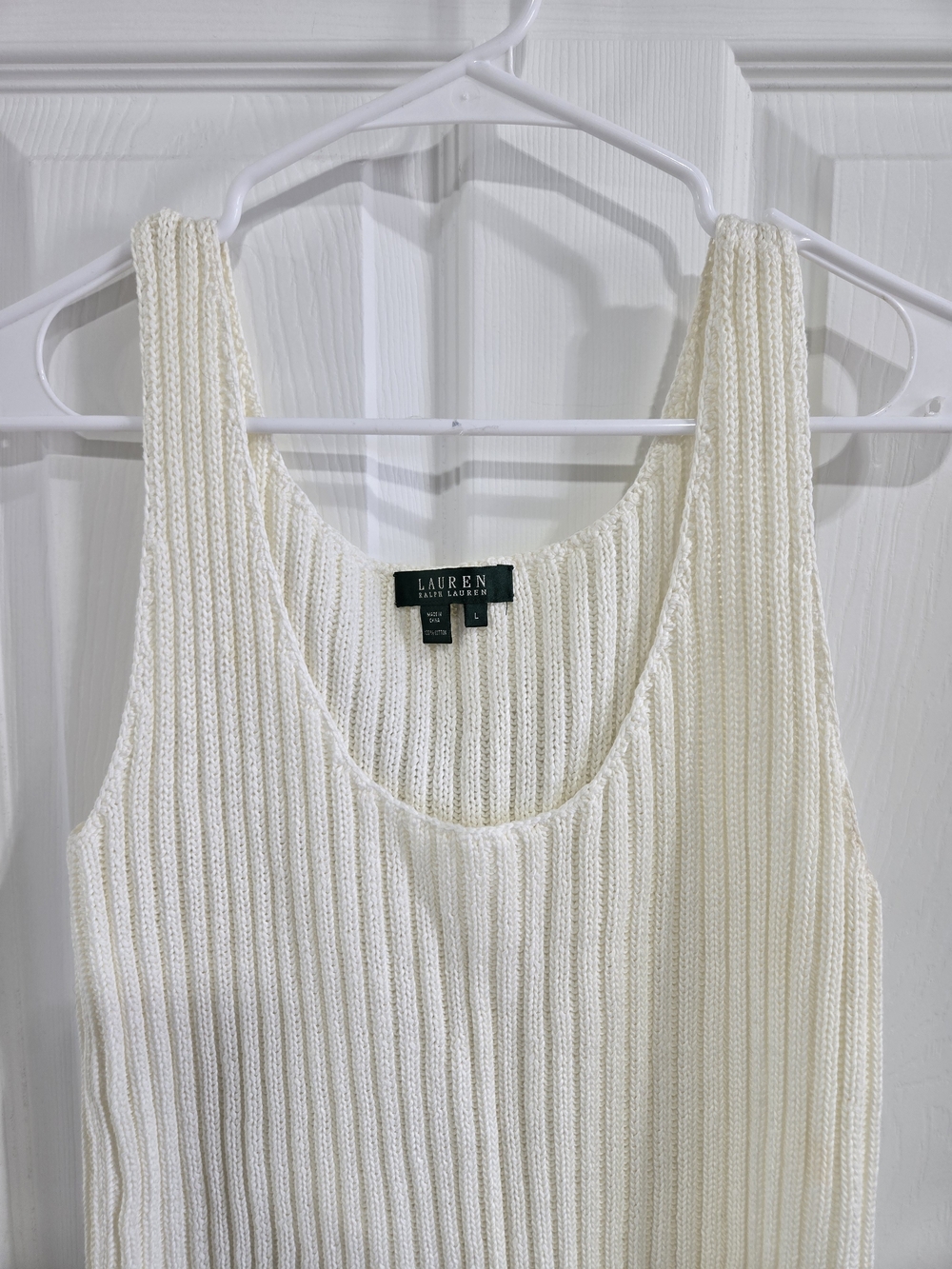 Lauren Ralph Lauren Ivory Ribbed Knit Tank Top - Picture 3 of 3